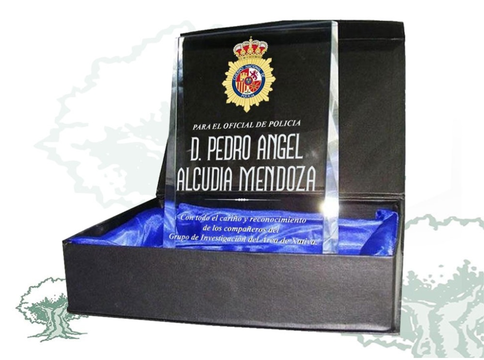 Placa Policía Nacional de cristal cuña