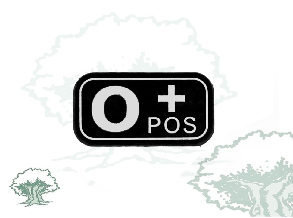 Parche grupo sanguíneo en negro