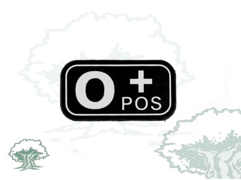 Parche grupo sanguíneo en negro