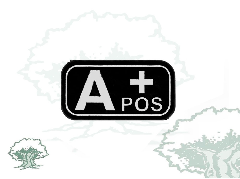 Parche grupo sanguíneo en negro