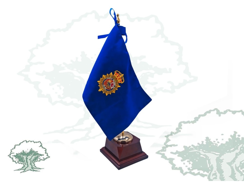 Bandera de sobremesa con peana rectangular