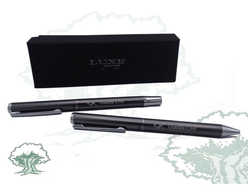 Set bolígrafo y rollerball Guardia Civil gris oscuro