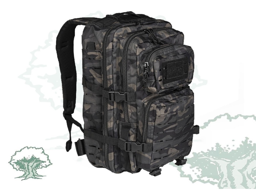Mochila Mil-Tec Dark Camo Laser Cut Assault 36 litros