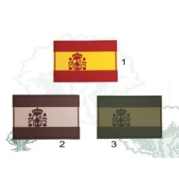 Parche bandera España con escudo med. 5,5 x3,5 cm. Árida.