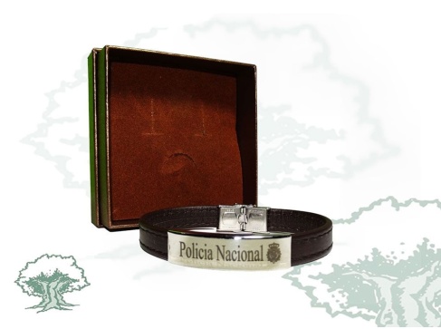 Pulsera Policía Nacional de cuero y metal