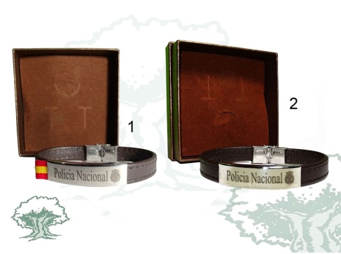 Pulsera Policía Nacional de cuero y metal