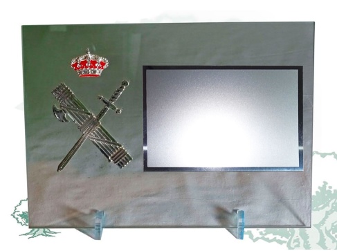 Placa dedicatoria de cristal horizontal Guardia Civil