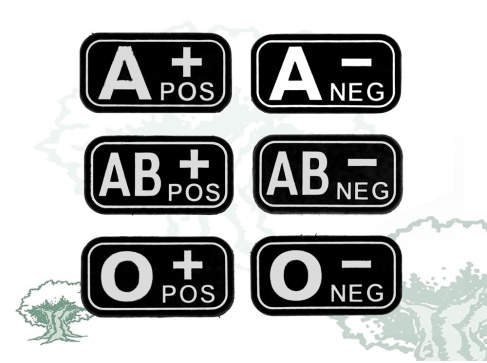 Parche grupo sanguíneo en negro