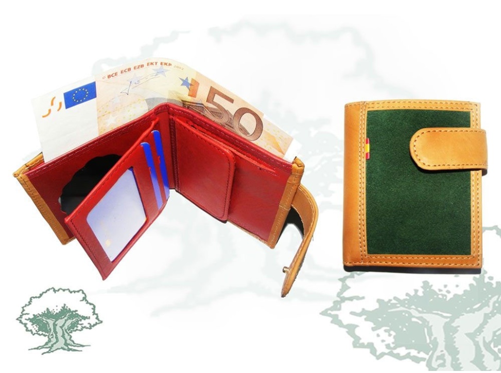 Cartera monedero doble serraje con chapa