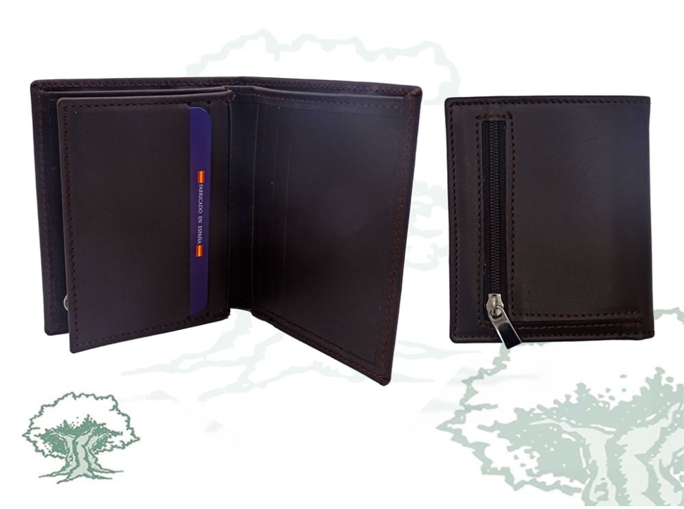 Cartera Guardia Civil tarjetero marrón con chapa