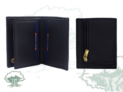 Cartera tarjetero negra Guardia Civil con emblema y chapa