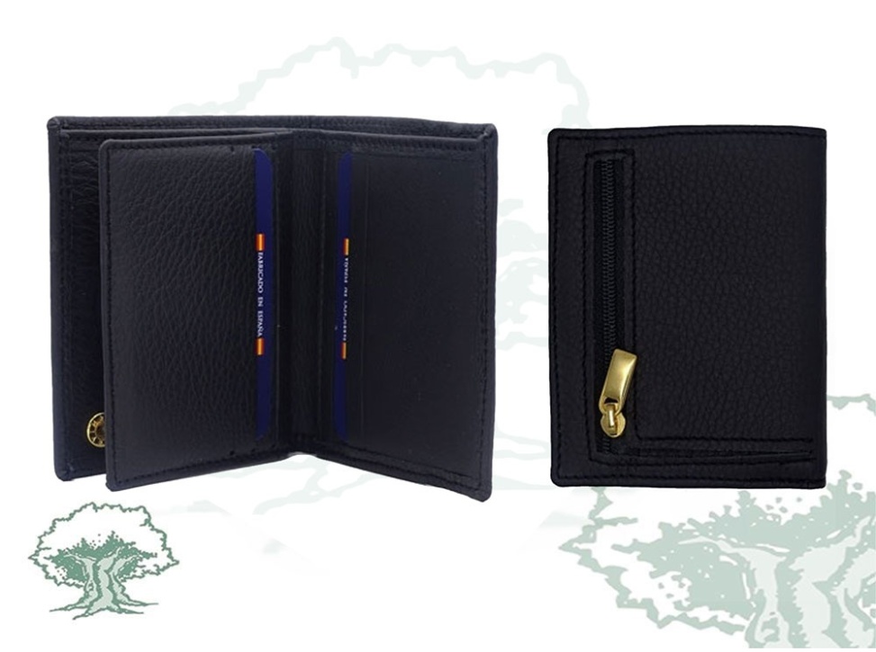 Cartera tarjetero negra Guardia Civil con chapa