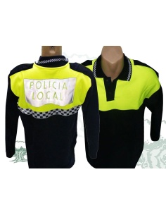 Polo Policía Local manga larga damero cuello y pecho