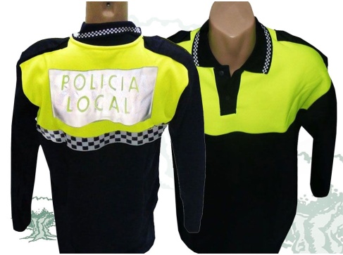Polo Policía Local manga larga damero cuello y pecho