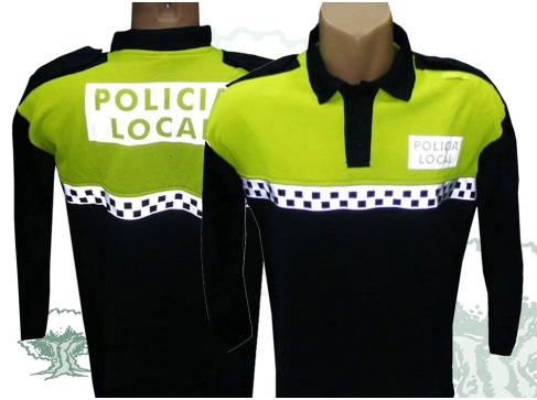 Polo bicolor de manga larga Policía Local con damero en pecho Polo bicolor de manga larga Policía Local con damero en pecho