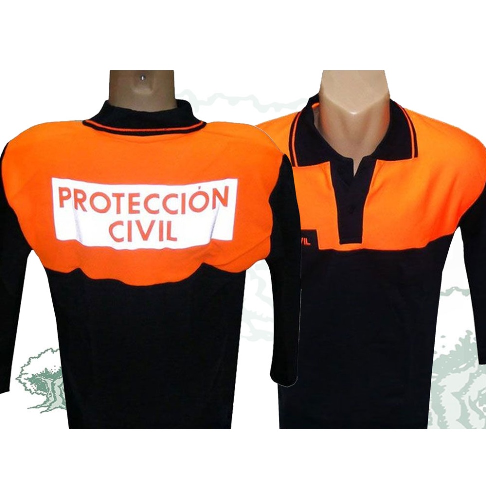 Polo bicolor de manga larga Protección Civil