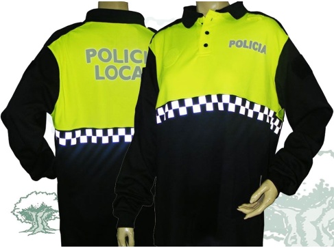 Polo Coolmax bicolor de manga larga Policía Local con damero en pecho Polo Coolmax bicolor de manga larga Policía Local con damero en pecho