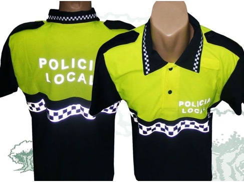 Polo Coolmax bicolor de manga corta Policía Local con damero en cuello y pecho Polo Coolmax bicolor de manga corta Policía Local con damero en cuello y pecho