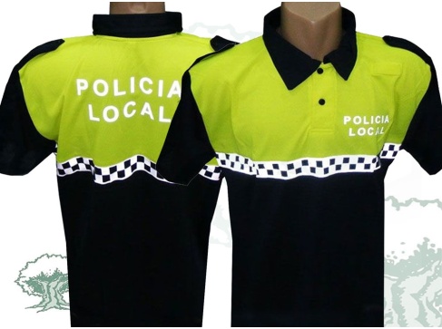 Polo Coolmax bicolor de manga corta Policía Local con damero en pecho Polo Coolmax bicolor de manga corta Policía Local con damero en pecho