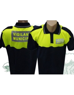 Polo Vigilante Municipal manga corta con damero en cuello