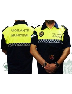 Polo Vigilante Municipal manga corta con damero en pecho