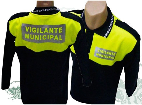 Polo de manga larga Vigilante Municipal con damero en cuello