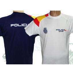 Camiseta técnica Policía Nacional con bandera de España