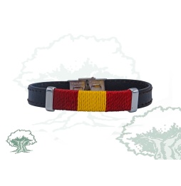 Pulsera España de cuero e hilo