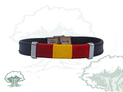 Pulsera España de cuero e hilo