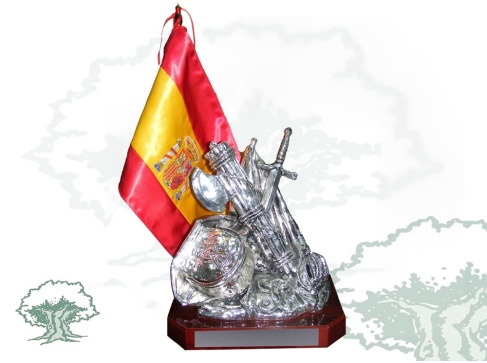 Alegoría Guardia Civil bañada en plata con bandera de España