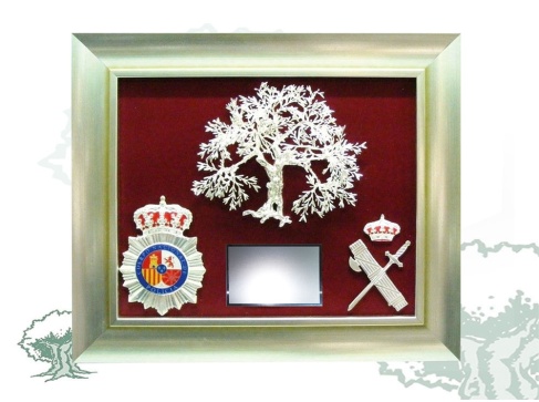 Cuadro Policía Nacional y Guardia Civil con olivo de plata