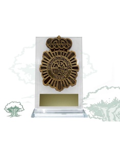 Placa dedicatoria de cristal Policía Nacional resina