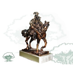 Figura Guardia Civil en caballo de cuello torcido color bronce pequeña