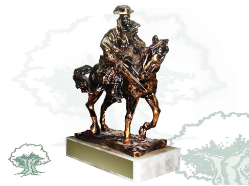 Figura Guardia Civil en caballo de cuello torcido color bronce pequeña