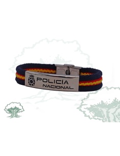 Pulsera Policía Nacional de lona con chapa azul marino