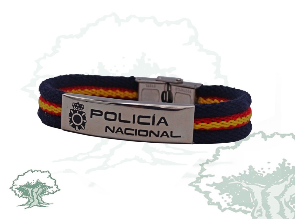 Pulsera Policía Nacional de lona con chapa azul marino