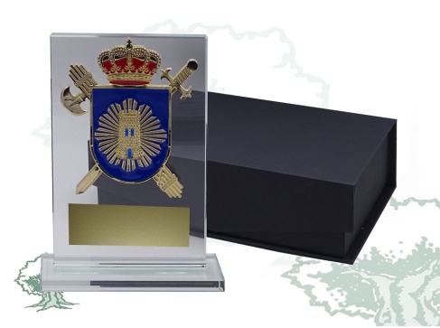Placa dedicatoria de cristal Fiscal y Fronteras Guardia Civil