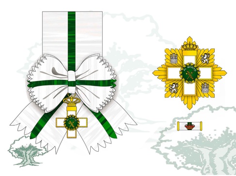 Gran Cruz Mérito Guardia Civil distintivo blanco con banda y venera
