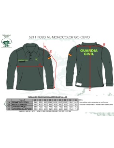 Polo Guardia Civil de manga larga monocolor 2