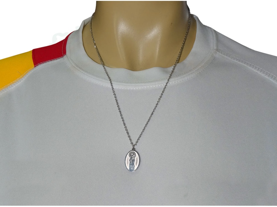 Cadena con colgante Virgen del Pilar plateado