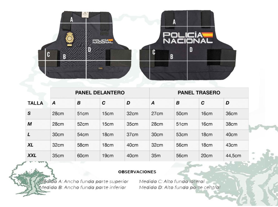 Funda chaleco antibalas Policía Nacional laser cut