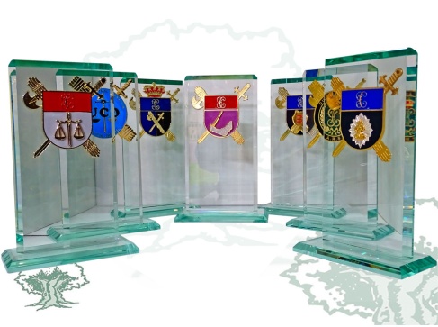 Placa Guardia Civil Especialidades de cristal biselado