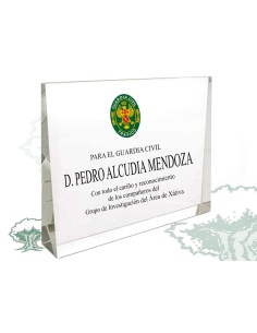 Placa Guardia Civil de Tráfico de cristal cuña horizontal