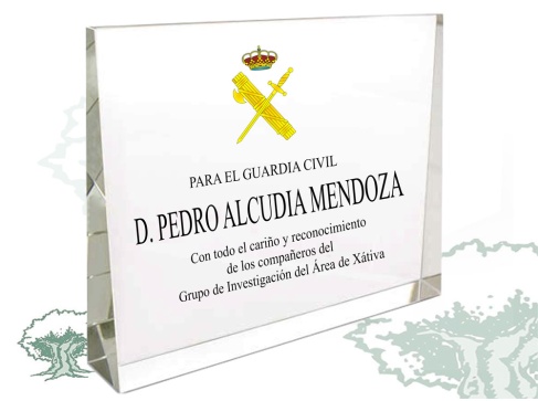 Placa Guardia Civil de cristal cuña horizontal