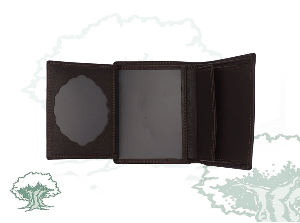 Cartera monedero marrón con chapa