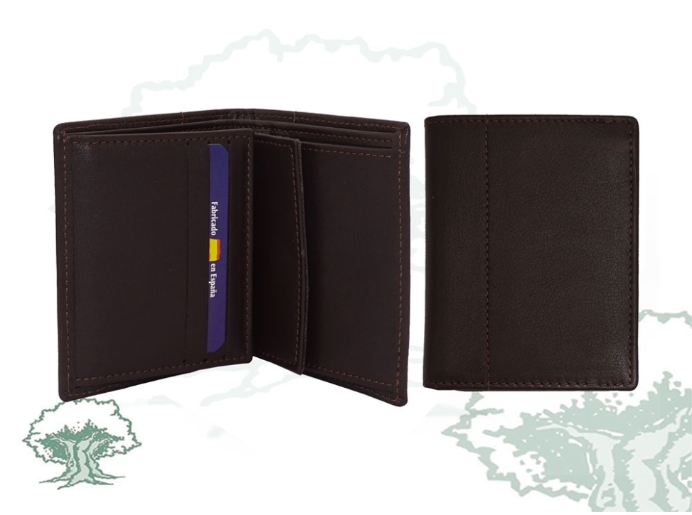 Cartera monedero marrón con chapa