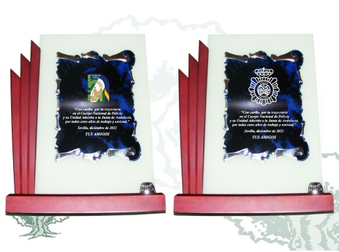 Placa de cristal y madera