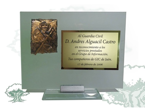 Placa Guardia Civil de cristal traslúcido varios modelos