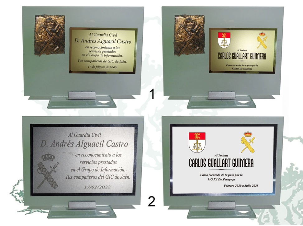 Placa Guardia Civil de cristal traslúcido varios modelos