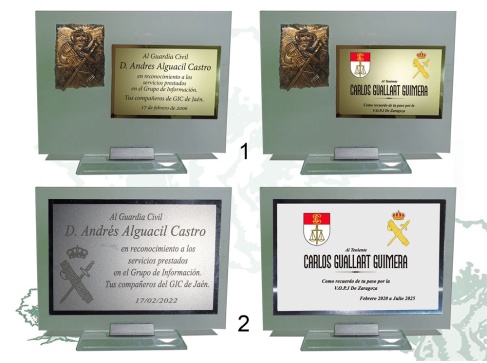 Placa Guardia Civil de cristal traslúcido varios modelos
